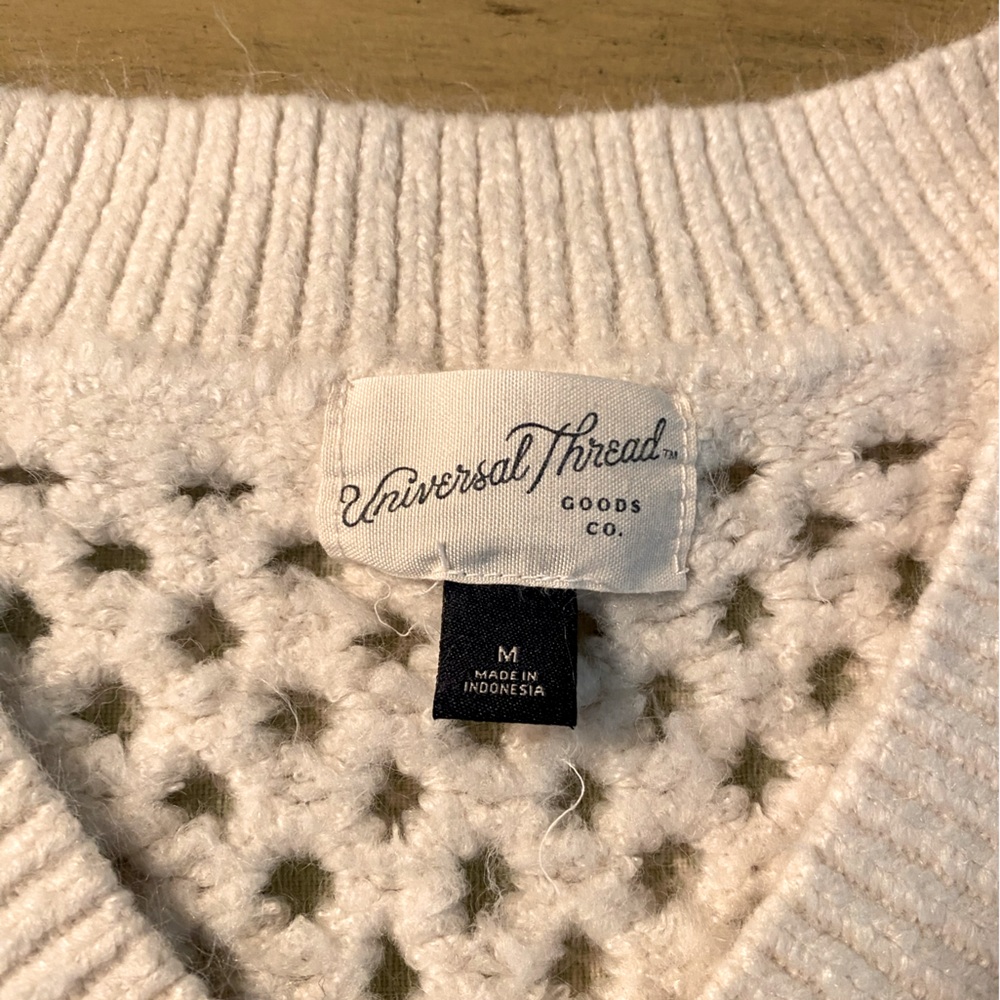 Universal Threads Crop Open Weave Cream Sweater - Picture 4 of 5